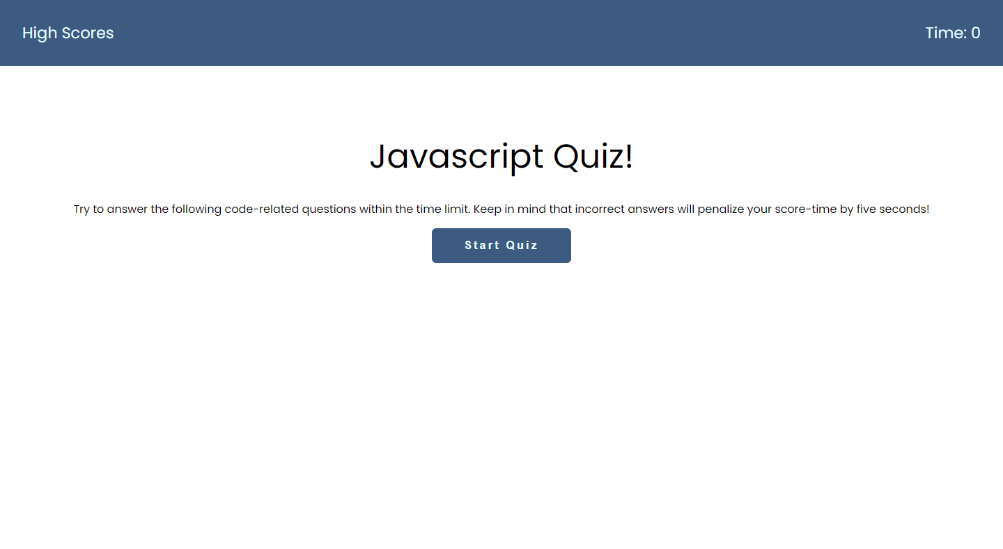 Screenshot of quiz project