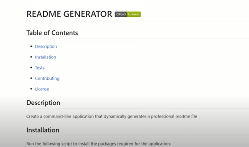 Read me generator screenshot